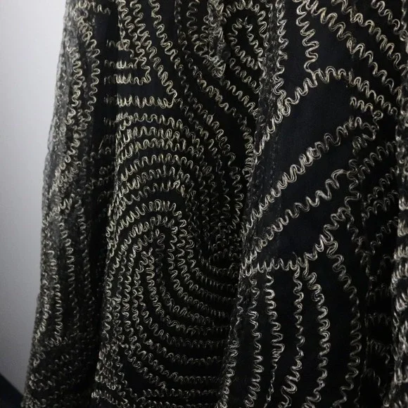 Oscar de la Renta Strapless Black Gold Metallic Swirl Gown Formal Dress Silk 8 - Picture 7 of 11